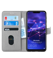 Microsonic Huawei Mate 20 Lite Kılıf Fabric Book Wallet (Gri)
