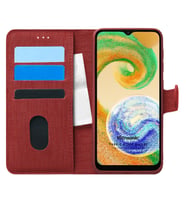 Microsonic Samsung Galaxy A04 Kılıf Fabric Book Wallet Siyah (Kırmızı)