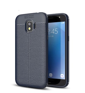 Microsonic Samsung Galaxy Grand Prime Pro Kılıf Deri Dokulu Silikon (Lacivert)