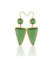 Kadir Jewellery 22 Ayar Altın Kaplama Kadın Sallantılı Küpe -El İşçiliği Ve Hipoalerjenik Küpe (Yeşil)