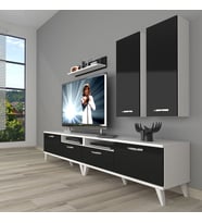 Decoraktiv Eko 5200D Slm Retro Tv Ünitesi Tv Sehpası (Siyah - Beyaz)
