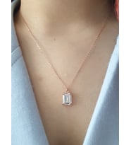 MAGRİB 925 ayar gümüş baget taşlı kolye (Rose)