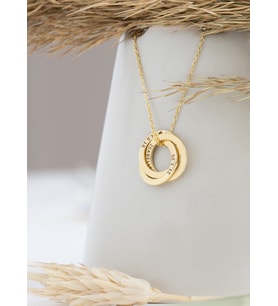 İsimli Üç Halkalı Gümüş Kolye (Gold)