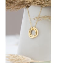 İsimli Üç Halkalı Gümüş Kolye (Gold)