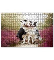 Cakapuzzle Gülerek Poz Veren Sevimli Köpekler ve Çiçekler  Puzzle Yapboz MDF (Ahşap) (255 Parça)