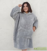 Welsoft Peluş Polar Giyilebilir Battaniye Pijama (Gri)