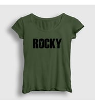 Presmono Kadın Sarı Logo Film Rocky T-Shirt 249978tt (Haki)