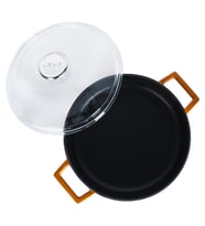 Lava Döküm Çok Amaçlı Yayvan Tencere. Glaze Serisi Çap(Ø)28cm. (Turuncu)