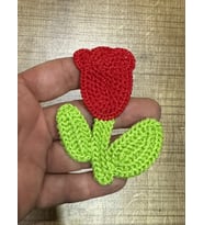 8X7 CM DOKUMA İŞLEME LALE ÇİÇEK ARMA YAMA DİKİŞ AKSESUARI (Kırmızı)