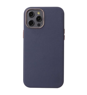 Uyumlu Model Apple iPhone 12 Pro Kılıf Magsafe Deri Lansman Kapak (Lacivert)