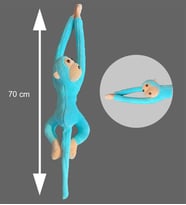 Elleri Yapışabilen, Sevimli Peluş Maymun Oyuncak - 70 cm (Turkuaz)