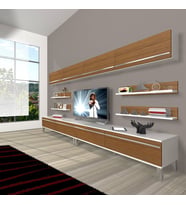 Decoraktiv Eko 360Y Mdf Krom Ayaklı Tv Ünitesi Tv Sehpası (Beyaz - Ceviz)