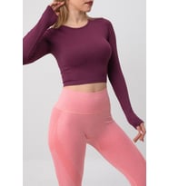 DoReMi Seamless Uzun Kollu Fitilli Büstiyer (Mürdüm)