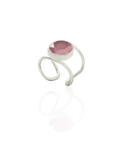 Kadir Jewellery 925 Ayar Gümüş Kaplama Zirkon Taşlı  Kadın Minimal Yüzük (Pembe)