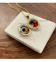 Resimli Kolye Oval Kapaklı Altın Kaplama (Gold)