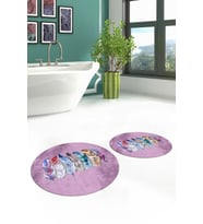 EVDEYA Dijital Yıkanabilir Renkli Etnik Yaprak Desen İkili Banyo Yuvarlak Klozet Takımı, YKLOZET-25-GRİ, (Pembe)