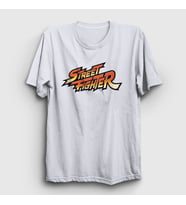 Presmono Unisex Sarı Logo Oyun Street Fighter T-Shirt 323890tt (Beyaz)