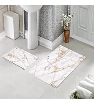 Banyo Halısı Ikili Klozet Takımı Kaymaz Tabanlı (60 xm x 100 cm + 40 cm x 60 cm)  (Beyaz)