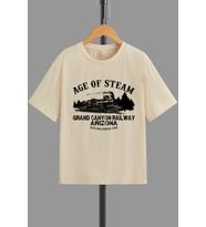 Çocuk Cartoon Face Pamuklu Tshirt (Bej)
