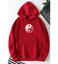 Unisex Ying-yang Baskılı Sweatshirt (Kırmızı)