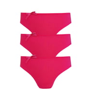 3lü Kadın Bikini Külot Pamuklu Renkli Ekonomik Rahat (Fuşya)