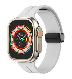 Apple Watch 49mm Ultra Seri Uyumlu Coastal Manyetik Tokalı Silikon Kordon (Beyaz)