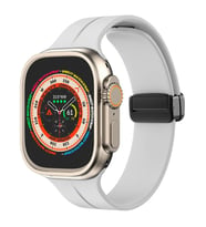 Apple Watch 49mm Ultra Seri Uyumlu Coastal Manyetik Tokalı Silikon Kordon (Beyaz)