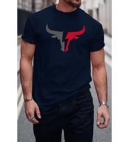 Erkek Boğa Silüet Baskılı Oversize Tshirt (Lacivert)