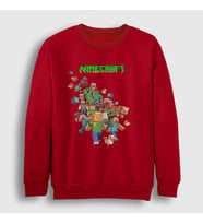 Presmono Unisex Beyaz All Minecraft Sweatshirt 28904tt (Kırmızı)