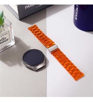 Samsung Galaxy Watch Active 2 44mm Kordon 20mm Şeffaf Baklalı Kordon (Turuncu)