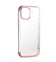 iPhone 12 / 12 Pro Kılıf İnce Köşeleri Renkli Şeffaf Silikon (Rose)