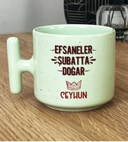 Kişiye Özel Efsaneler Şubatta Doğar Hediye Pastel T Kupa Doğum Günü Hediyesi (Yeşil)