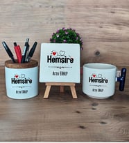 Hemşire Hediye Sepeti Kupa Bardak T Kulplu, Kalemlik ve Dekoratif Taş Tıp Bayramı Hemşireler Günü Hediyesi (Model 2)