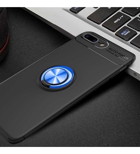 Uyumlu Model Apple iPhone 7 Plus Kılıf Yüzüklü Magnetli Ravel Case (Siyah-Mavi)