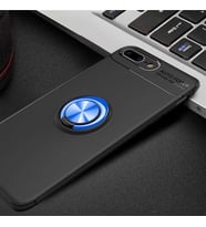 Uyumlu Model Apple iPhone 7 Plus Kılıf Yüzüklü Magnetli Ravel Case (Siyah-Mavi)