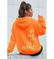 Sırt It's Okay Not To Be Perfect Baskılı Sweatshirt (Turuncu)