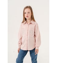 Kız Çocuk Cepleri Taşlı Gömlek 3139 (Pembe)