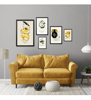 5'li Ahşap Lamine Çerçeveli Mdf Tablo Seti Abstract Gallery (Siyah)
