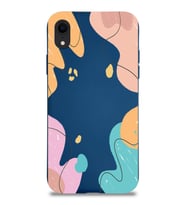 PrintiFy Apple iPhone XR Uyumlu Lansman Kılıf Karışık Renkler Tasarımlı İçi Kadife Kapak (Lacivert)
