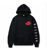 AMOR MAN ÖZEL TASARIM KAPÜŞONLU JAPON ANİME BULUT BASKILI OVERSİZE ERKEK SWEATSHIRT (Siyah)