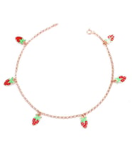 925 Ayar Gümüş Çilekli Mineli Halhal (Rose)