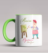 Kişiye Özel Resim Öğretmeni Tasarımlı Siyah Renk Kupa Bardak 6 (Yeşil)