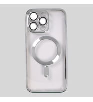 IPHONE 15 PRO ; LENS KORUYUCULU, DARBE ÖNLEYİCİ, KENARLARI RENKLI SİLİKON KILIF (Gri)