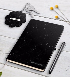 BK Gift Kişiye Özel İsimli Beyaz Defter Kalem Ve Anahtarlık Hediye Seti-25 (Model 2)