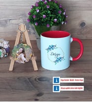 İsme Özel Doğum Günü Hediyesi Kupa Bardak Beyaz ve Fotoğraflı Ahşap Anahtarlık Hediye (Model 2)