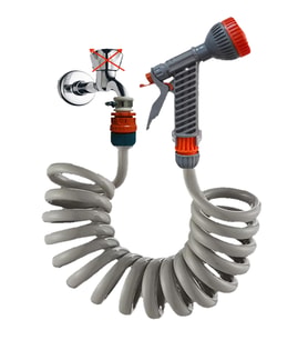 Plasyay Spiral Bahçe Çiçek Çim Sulama Hortumu ve Tetikli Süzek Başlıklı Set 5 Metre (Gri)