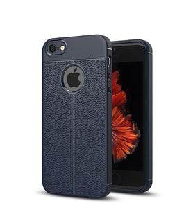 Microsonic Apple iPhone SE Kılıf Deri Dokulu Silikon (Lacivert)