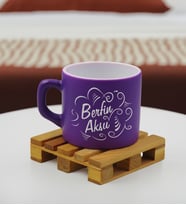 BK Gift Kişiye Özel İsimli Renkli Middle Çay & Kahve Fincanı-6(14 Renk Seçeneği), Arkadaşa Hediye, Sevgiliye Hediye, Doğum Günü Hediyesi (Mor)