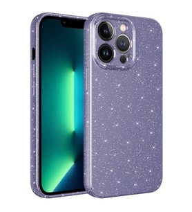 Uyumlu Model Apple iPhone 12 Pro Kılıf Simli Silikon Lüks Kapak (Mor)