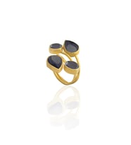 Kadir Jewellery 22 Ayar Altın Kaplama Zirkon Taşlı Kadın Vintage Yüzük (Mor)